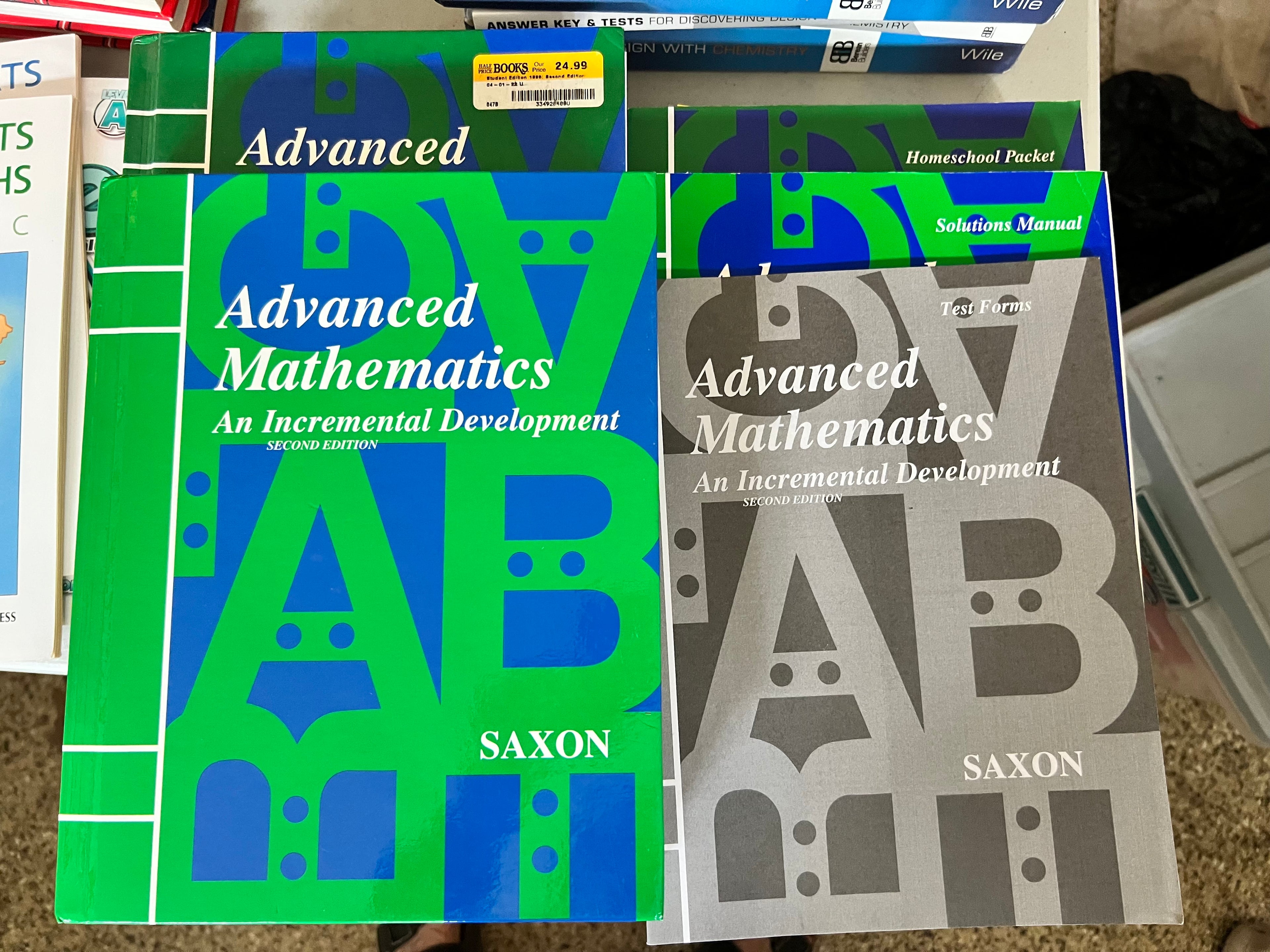 Saxon Advanced Mathematics SET: Includes homeschool packet, solutions manual, test forms and 2 books